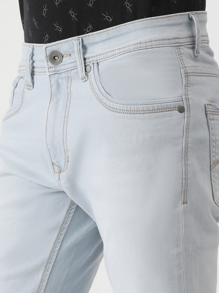 Ice Blue Washed Slim Fit Jeans | Greenfibre
