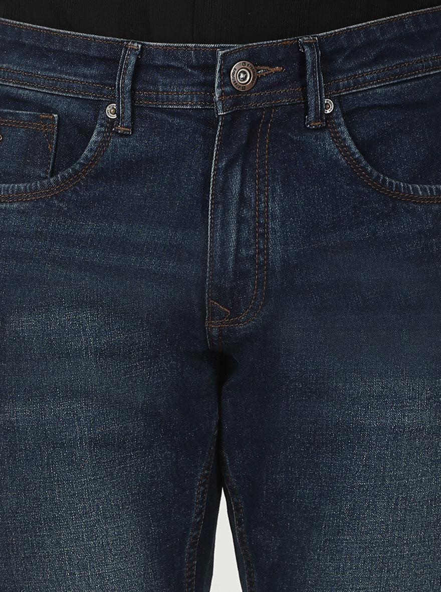 Tinted Dark Blue Washed Slim Fit Jeans | Greenfibre