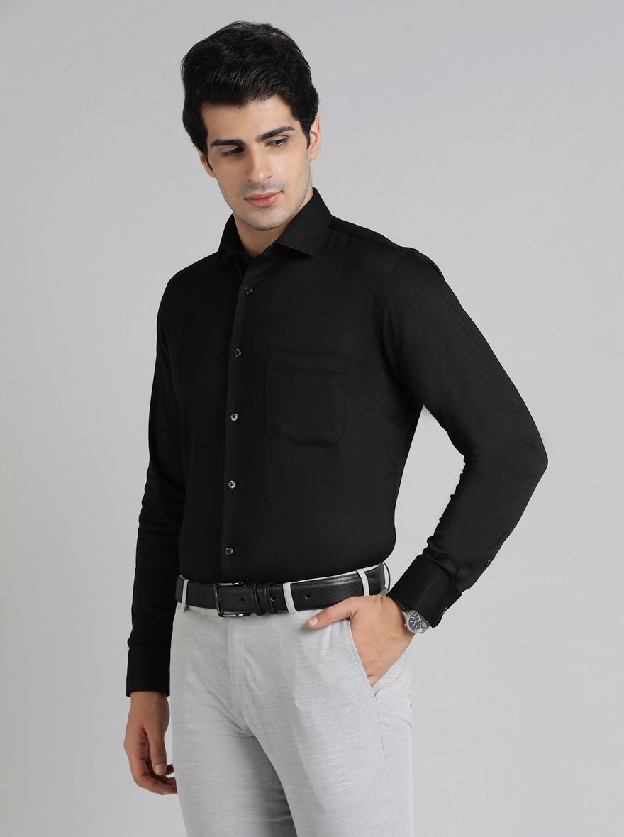 Black Solid Slim Fit Party Wear Shirt | Greenfibre