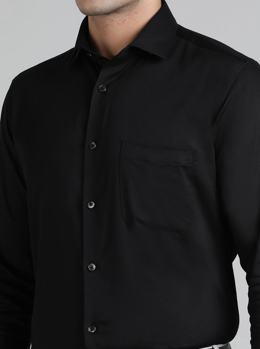 Black Solid Slim Fit Party Wear Shirt | Greenfibre