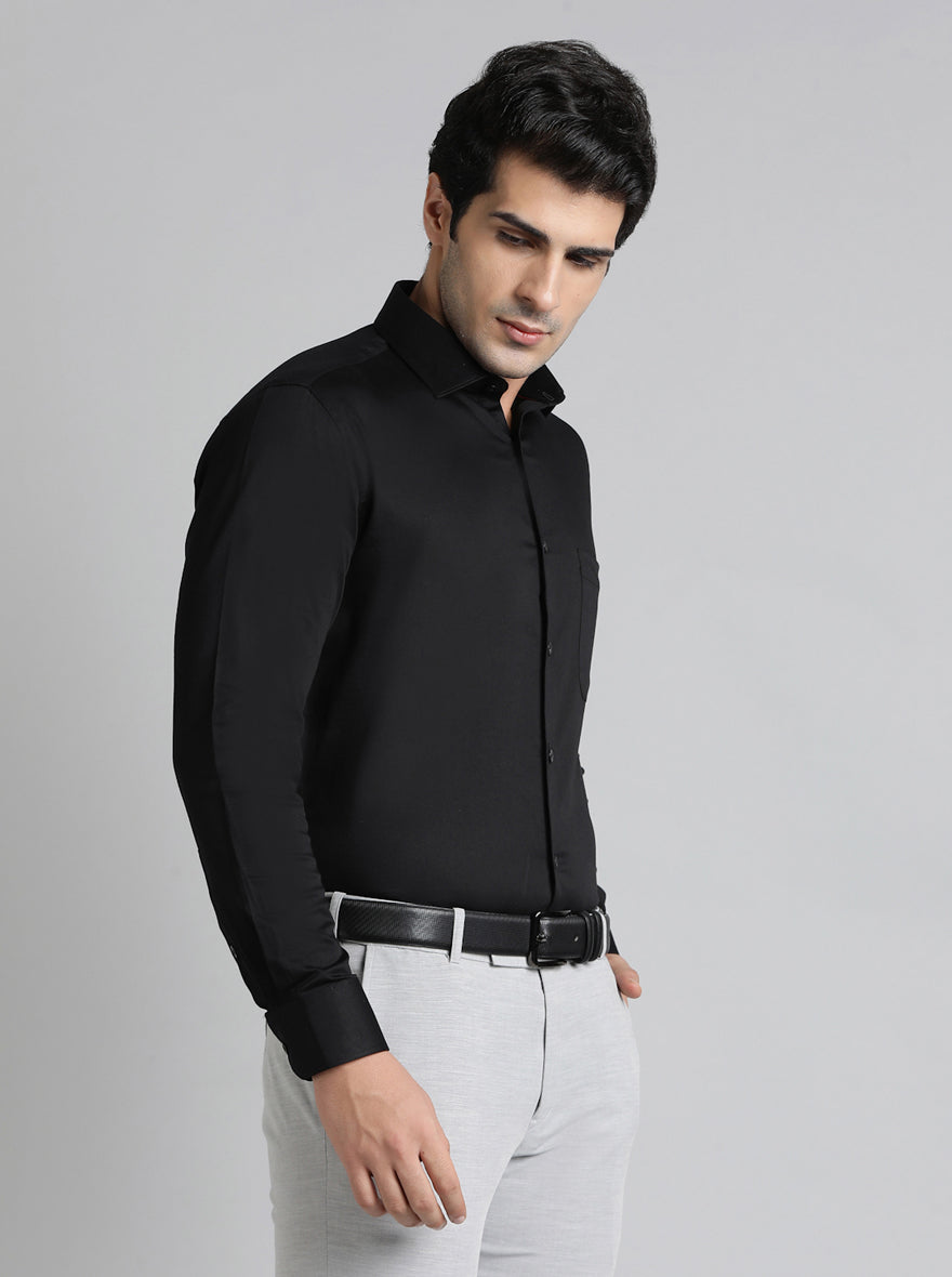 Black Solid Slim Fit Party Wear Shirt | Greenfibre