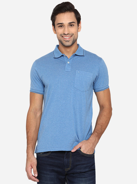 Federal Blue Solid Slim Fit Polo T-Shirt | Greenfibre