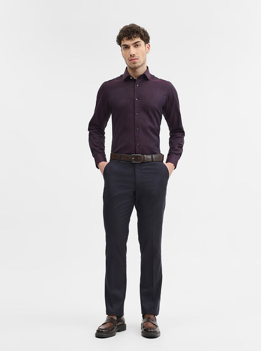 Navy Blue Solid Super Slim Fit Formal Trouser | Greenfibre