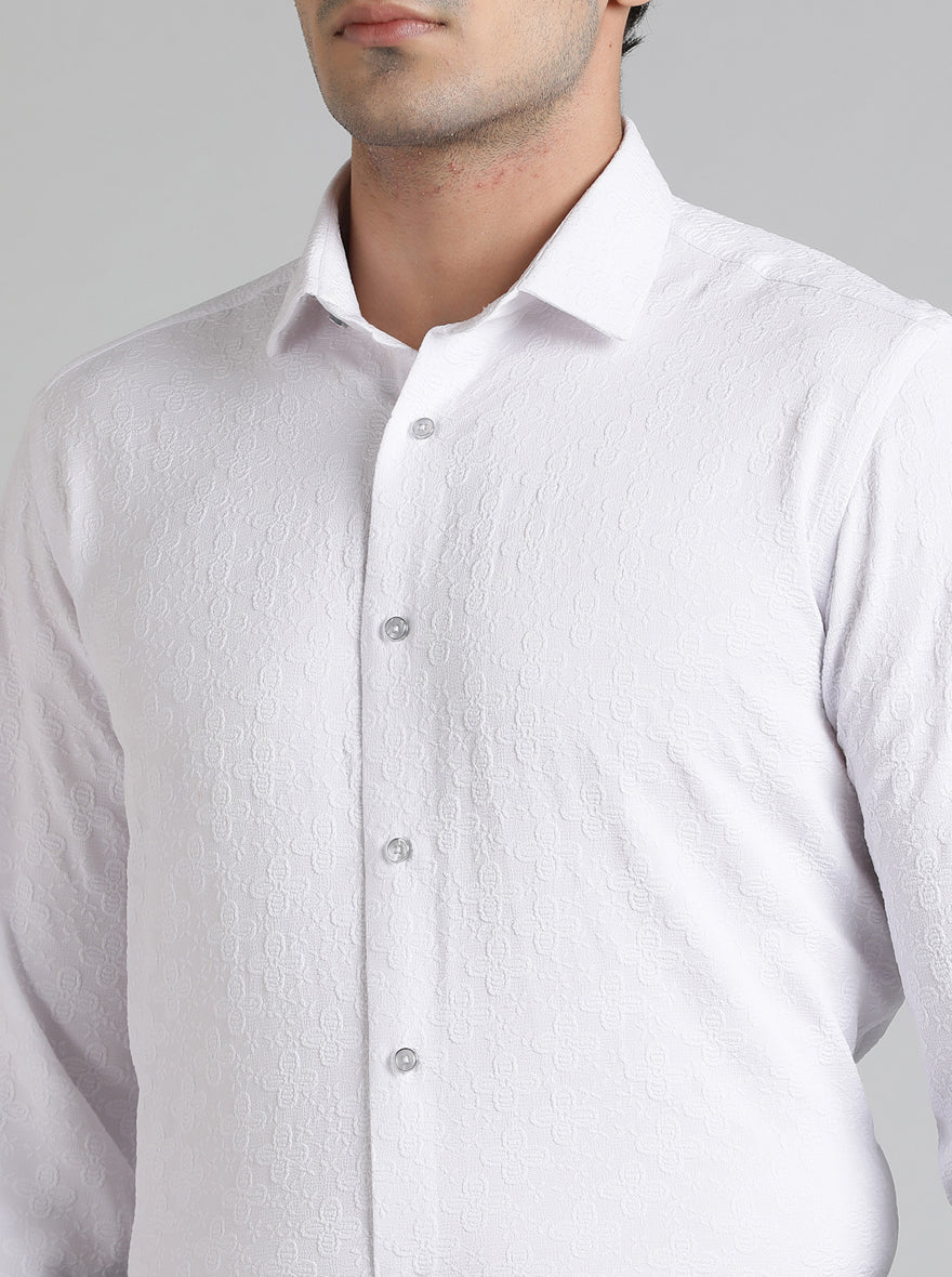 White Solid Slim Fit Party Wear Shirt | Greenfibre