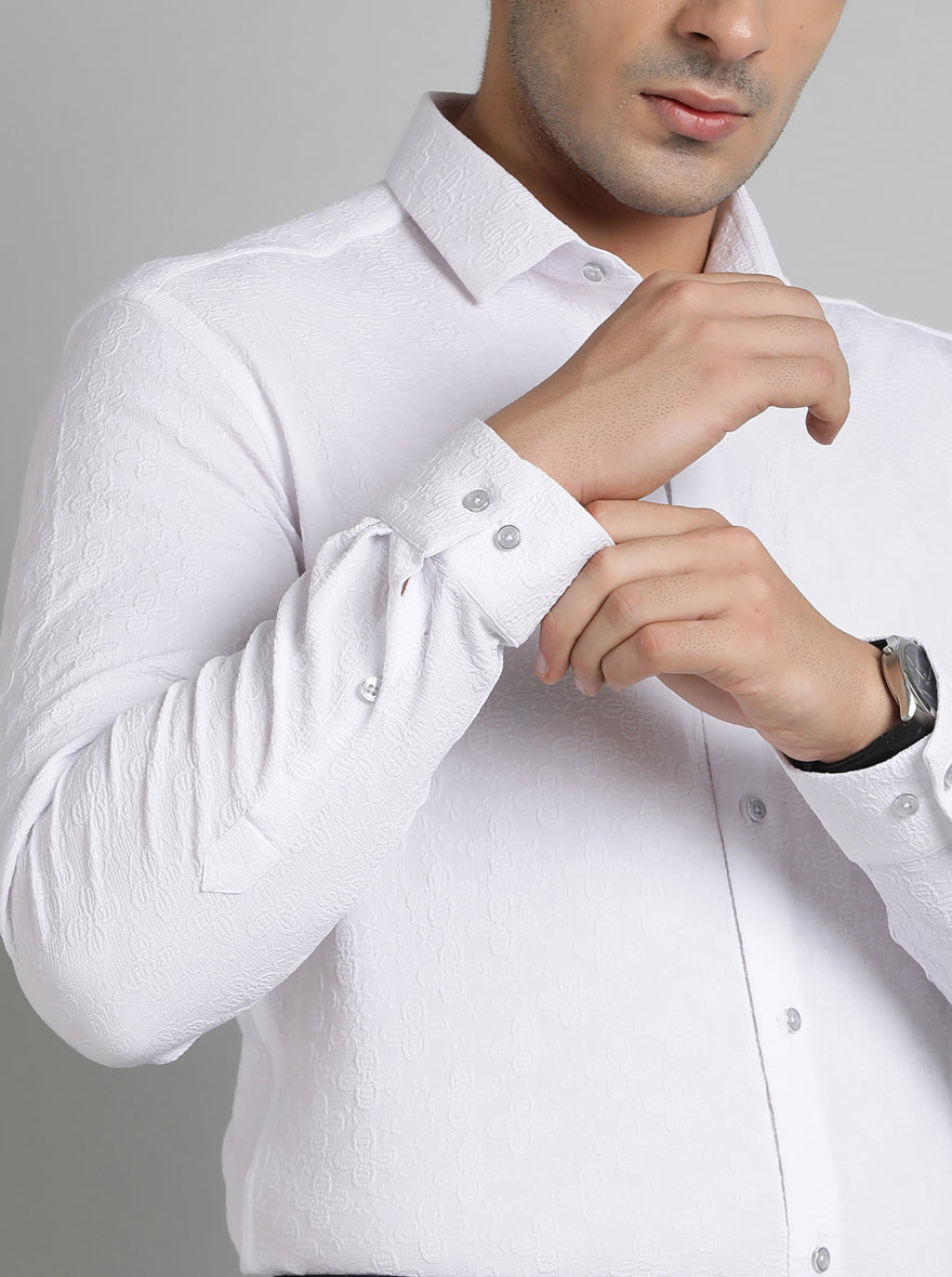 White Solid Slim Fit Party Wear Shirt | Greenfibre