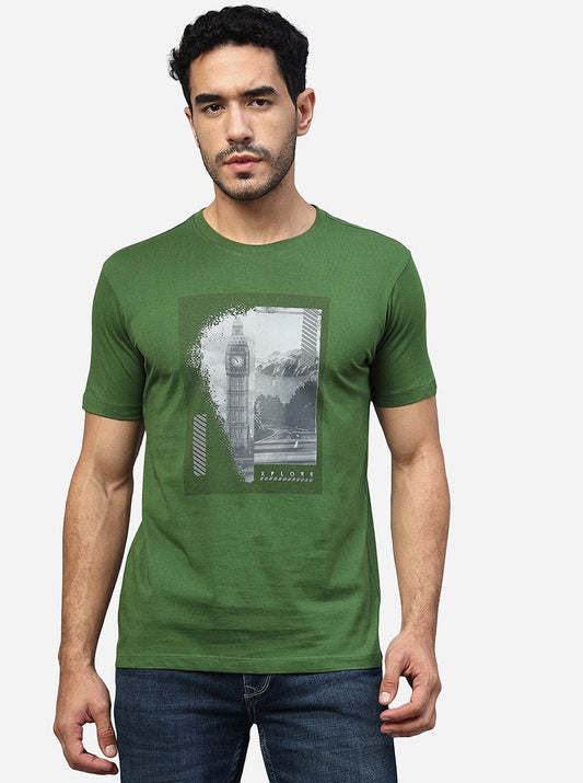 Green Printed Slim Fit T-Shirt | Greenfibre