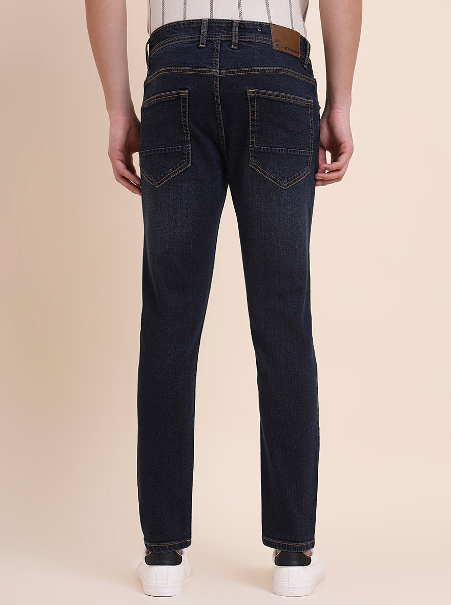 Dark Indigo Blue Washed Urban Fit Jeans | Greenfibre