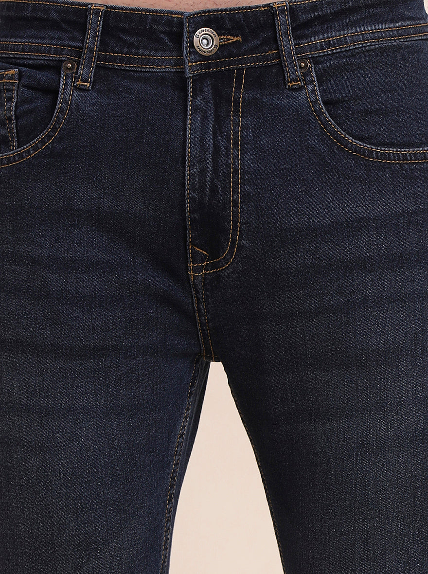 Dark Indigo Blue Washed Urban Fit Jeans | Greenfibre