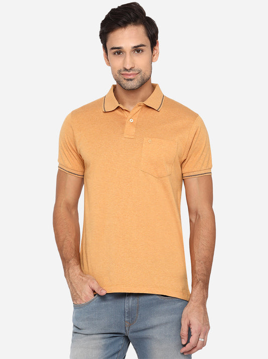 Honey Yellow Solid Slim Fit Polo T-Shirt | Greenfibre