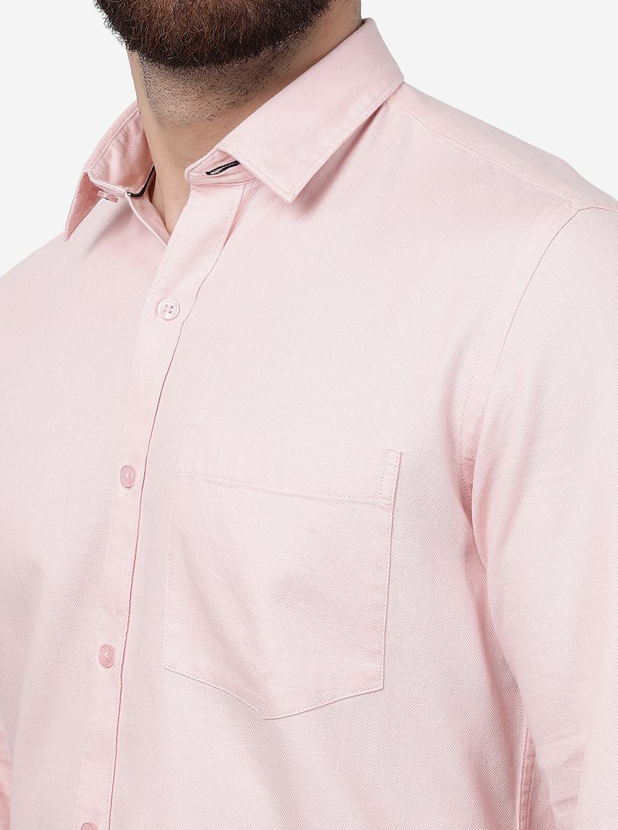 Potpourri Pink Solid Smart Fit Semi Casual Shirt | Greenfibre