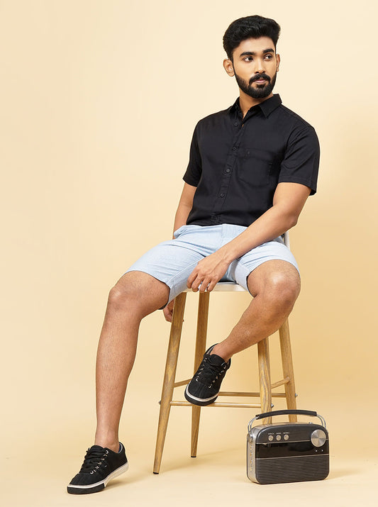 Black Solid Slim Fit Casual Shirt | Greenfibre