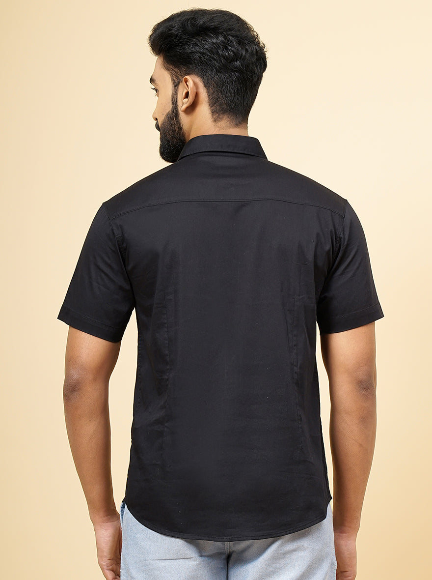 Black Solid Slim Fit Casual Shirt | Greenfibre