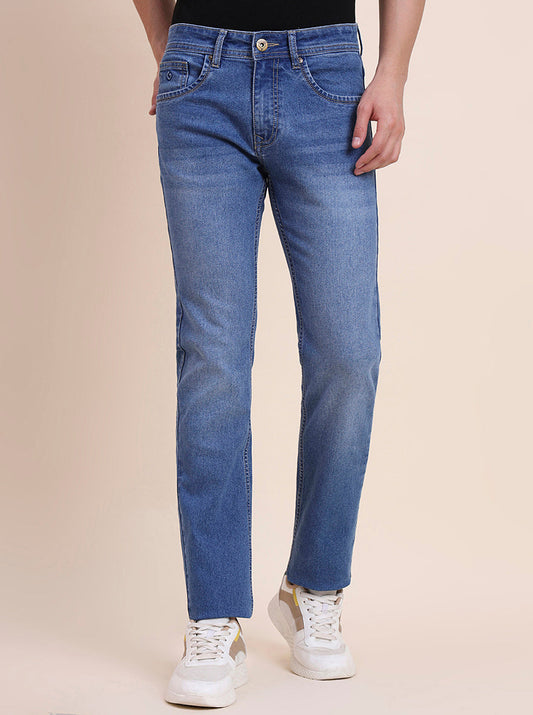 Light Blue Washed Narrow Fit Jeans | Greenfibre