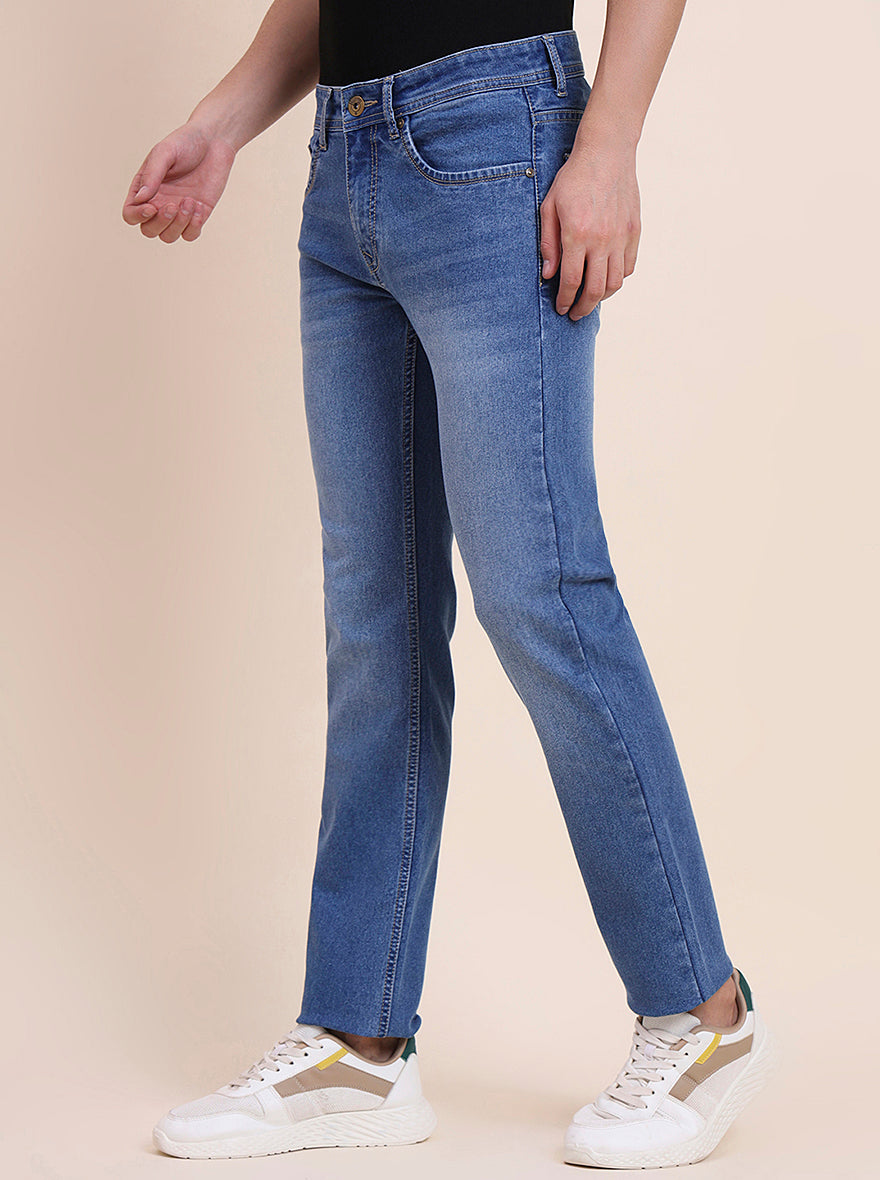 Light Blue Washed Narrow Fit Jeans | Greenfibre