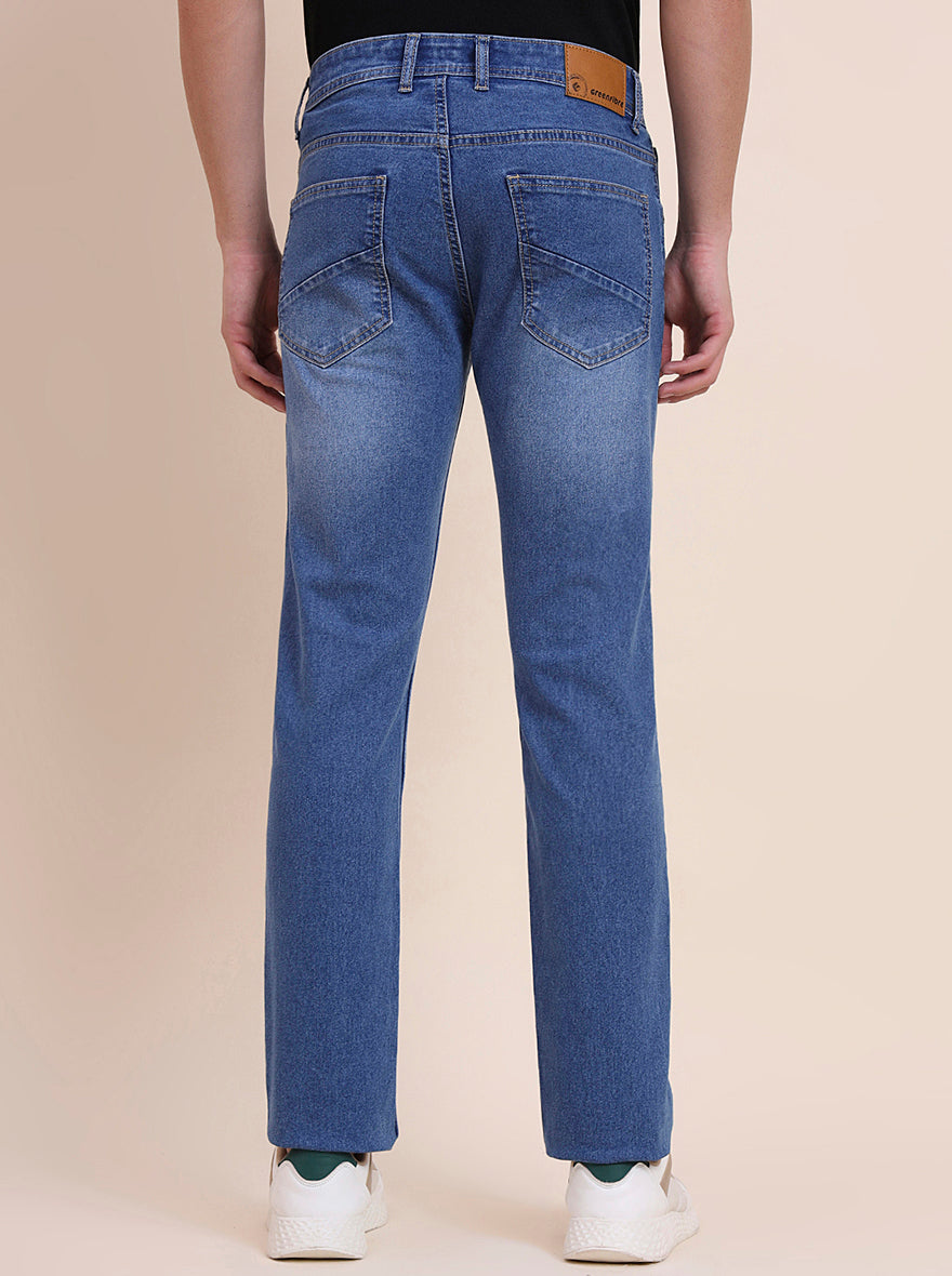 Light Blue Washed Narrow Fit Jeans | Greenfibre