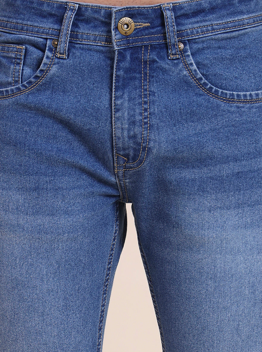 Light Blue Washed Narrow Fit Jeans | Greenfibre