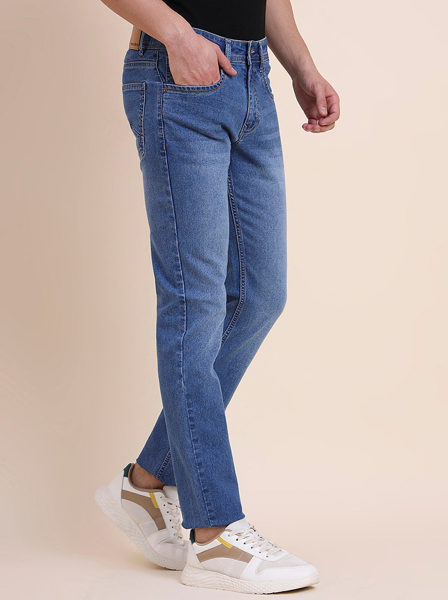 Light Blue Washed Narrow Fit Jeans | Greenfibre