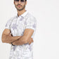 White Printed Slim Fit Polo T-Shirt | Greenfibre