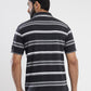 Dark Grey Striped Slim Fit Polo T-Shirt | Greenfibre