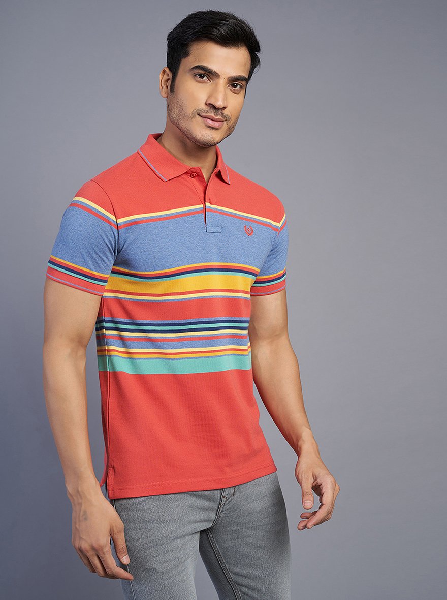 Multicolor Striped Slim Fit Polo T-Shirt | Greenfibre