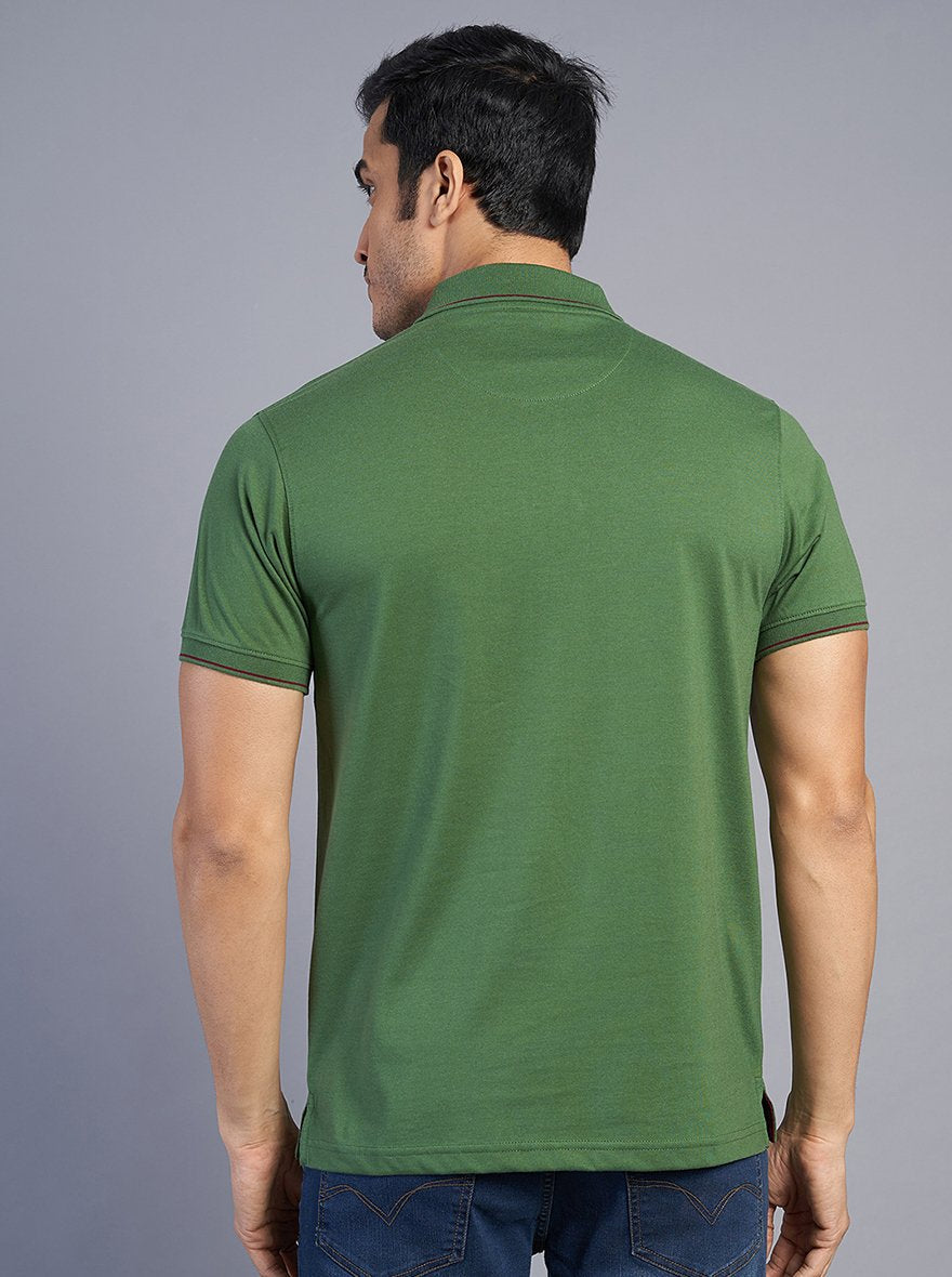 Green Solid Slim Fit Polo T-Shirt | Greenfibre