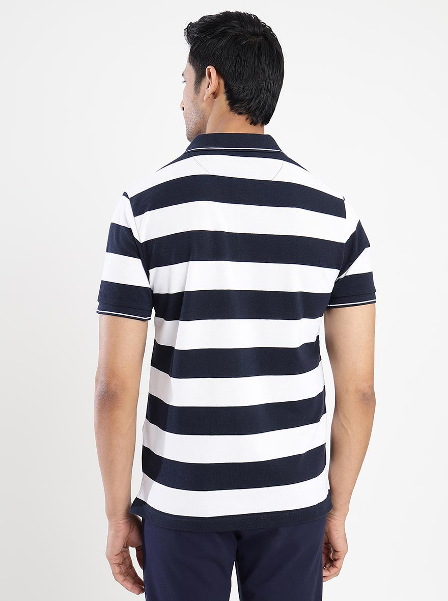 Multicolor Striped Slim Fit Polo T-Shirt | Greenfibre