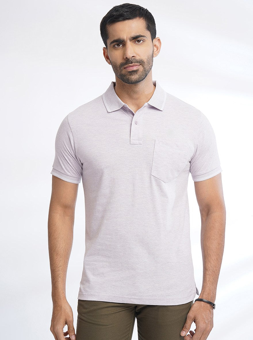 Purple Solid Slim Fit Polo T-Shirt | Greenfibre