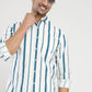 White Striped Slim Fit Casual Shirt | Greenfibre