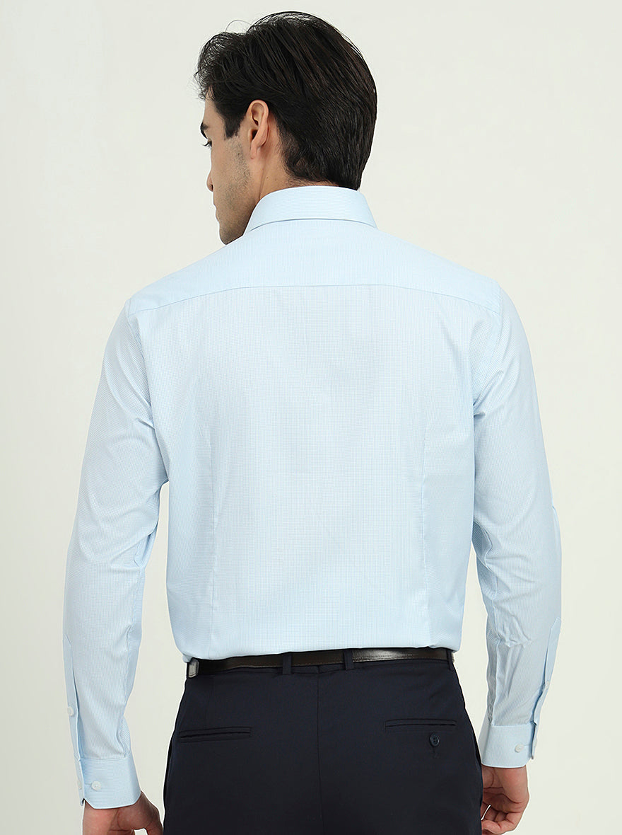 White & Light Blue Solid Slim Fit Formal Shirt | Greenfibre