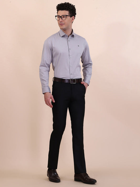 Light Grey Solid Slim Fit Party Wear Shirt | Greenfibre