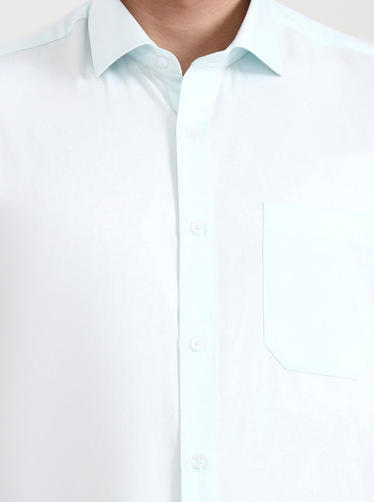 Sky Blue Solid Slim Fit Formal Shirt | Greenfibre