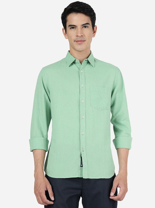 Quite Green Solid Slim Fit Casual Shirt | Greenfibre