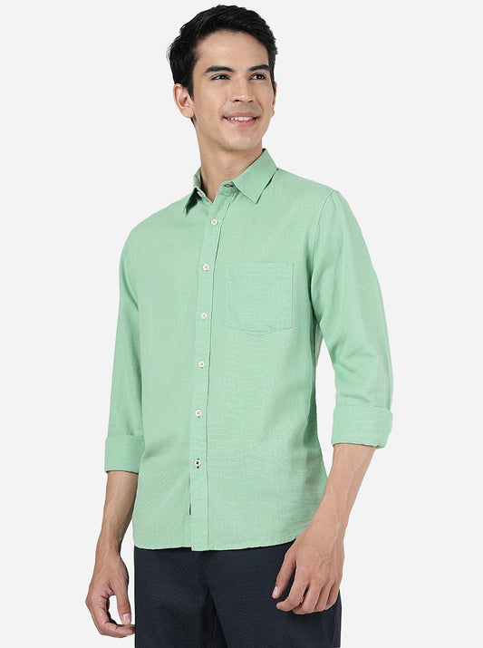 Quite Green Solid Slim Fit Casual Shirt | Greenfibre