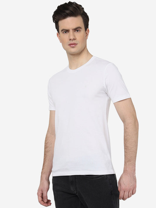 White Solid Slim Fit T-Shirt