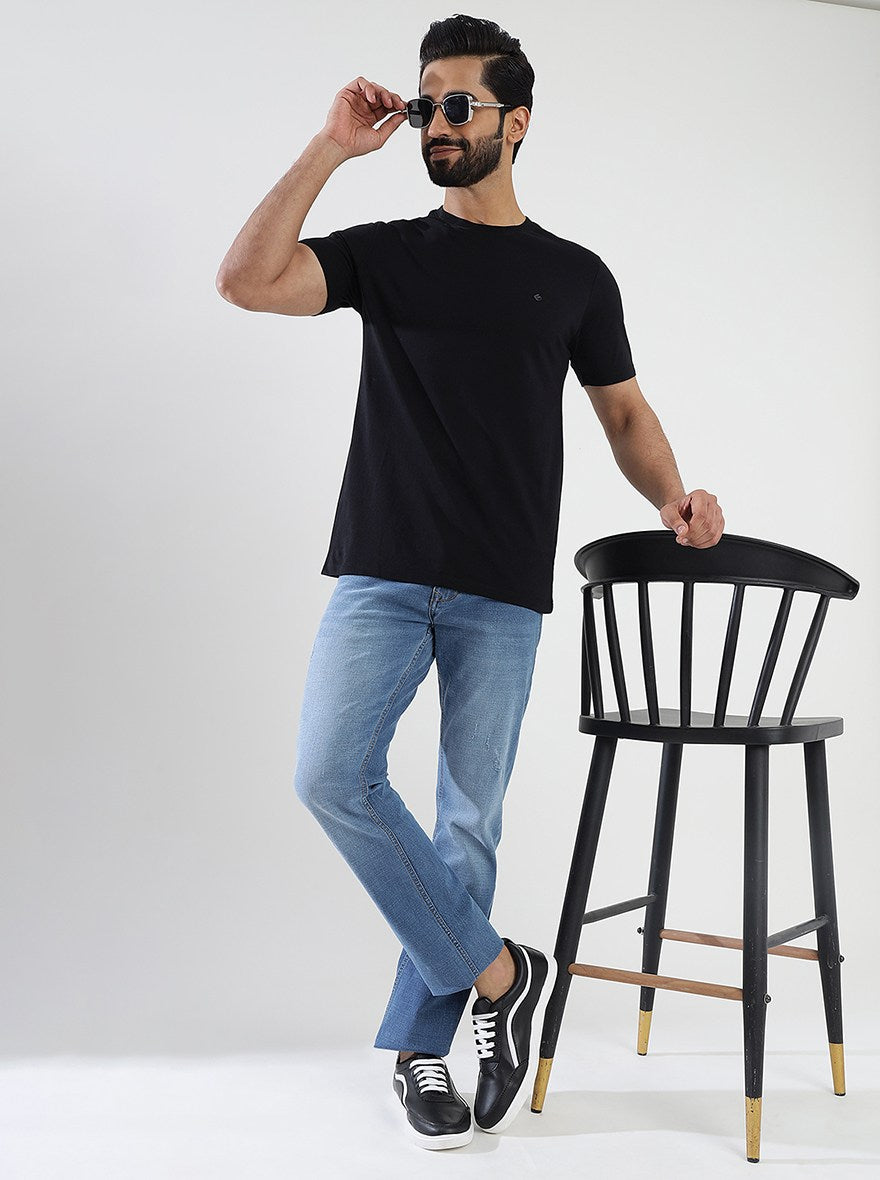 Black Solid Slim Fit T-Shirt | Greenfibre