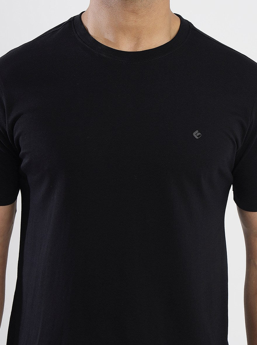 Black Solid Slim Fit T-Shirt | Greenfibre
