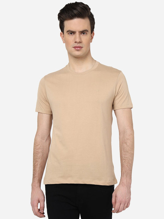Buy Beige Solid Slim Fit T-Shirt
