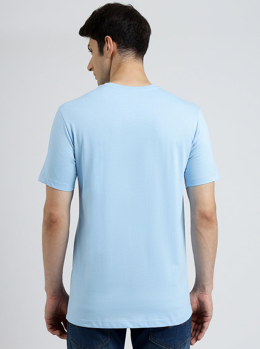 Light Blue Solid Slim Fit T-Shirt | Greenfibre