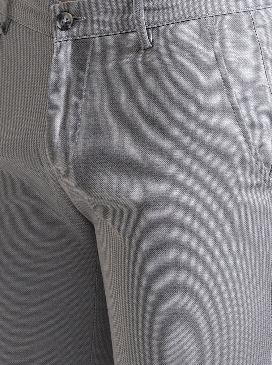 Grey Printed Super Slim Fit Casual Trouser | Greenfibre
