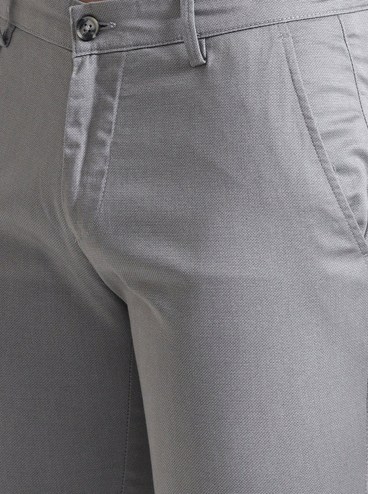 Grey Printed Super Slim Fit Casual Trouser | Greenfibre