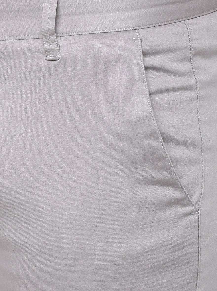 Grey Solid Super Slim Fit Casual Trouser | Greenfibre
