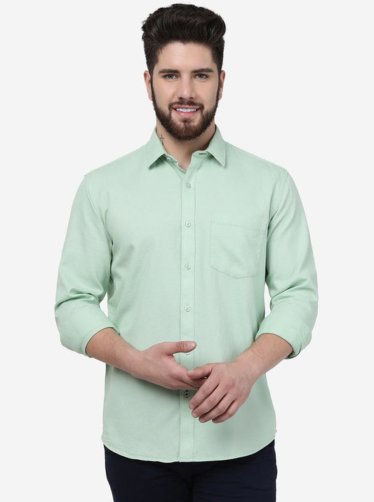 Pastel Green Solid Smart Fit Semi Casual Shirt | Greenfibre