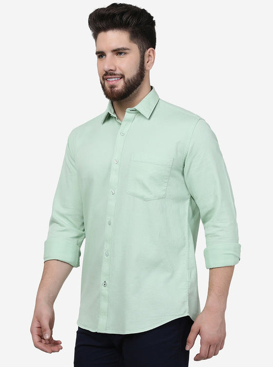Pastel Green Solid Smart Fit Semi Casual Shirt | Greenfibre