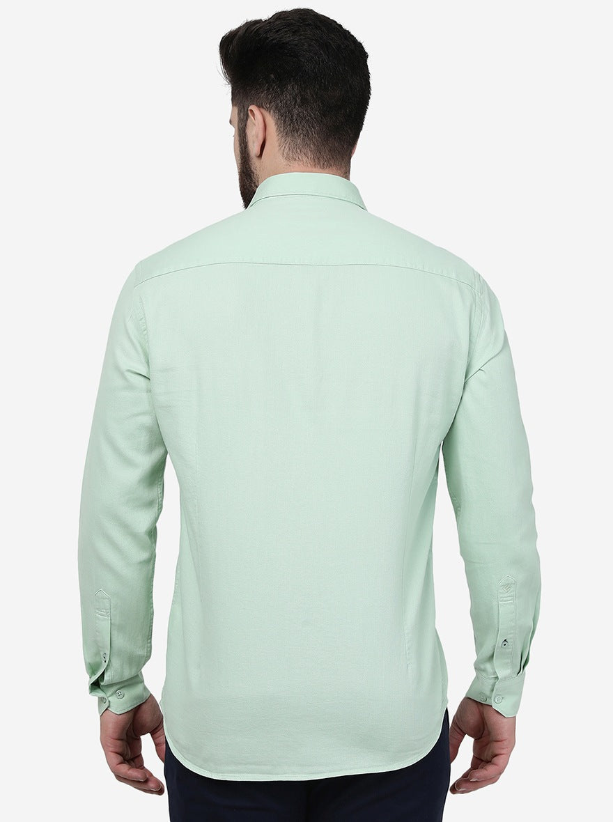 Pastel Green Solid Smart Fit Semi Casual Shirt | Greenfibre