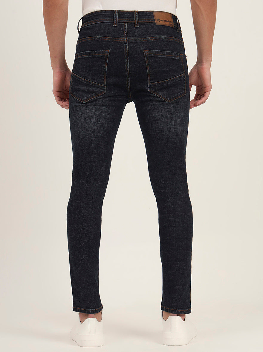 Dark Blue Washed Slim Fit Jeans | Greenfibre