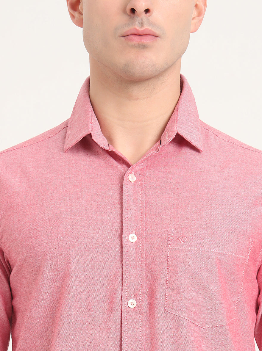 Red Solid Slim Fit Casual Shirt | Greenfibre