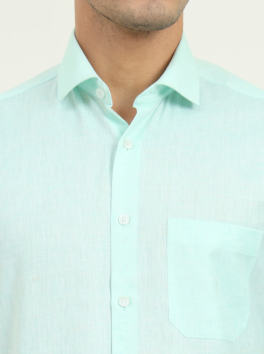 Light Green Solid Regular Fit Formal Shirt | Greenfibre