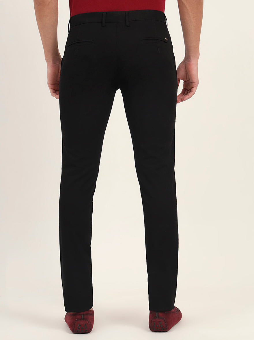 Black Solid Super Slim Fit Casual Trouser | Greenfibre
