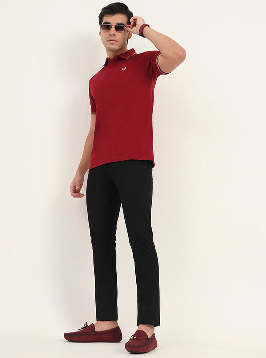 Black Solid Super Slim Fit Casual Trouser | Greenfibre