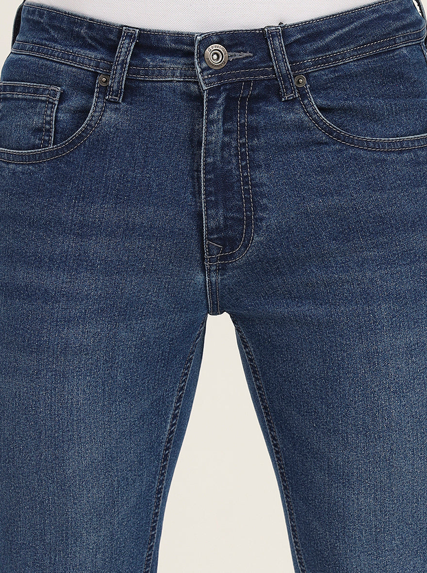 Mid Blue Washed Slim Fit Jeans | Greenfibre